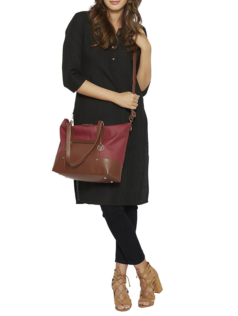 maroon leatherette (pu) regular sling bag - 15401374 - Zoom Image - 5