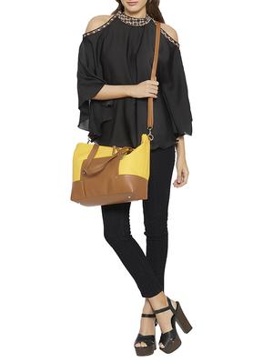 yellow leatherette (pu) regular sling bag - 15401375 - Standard Image - 5