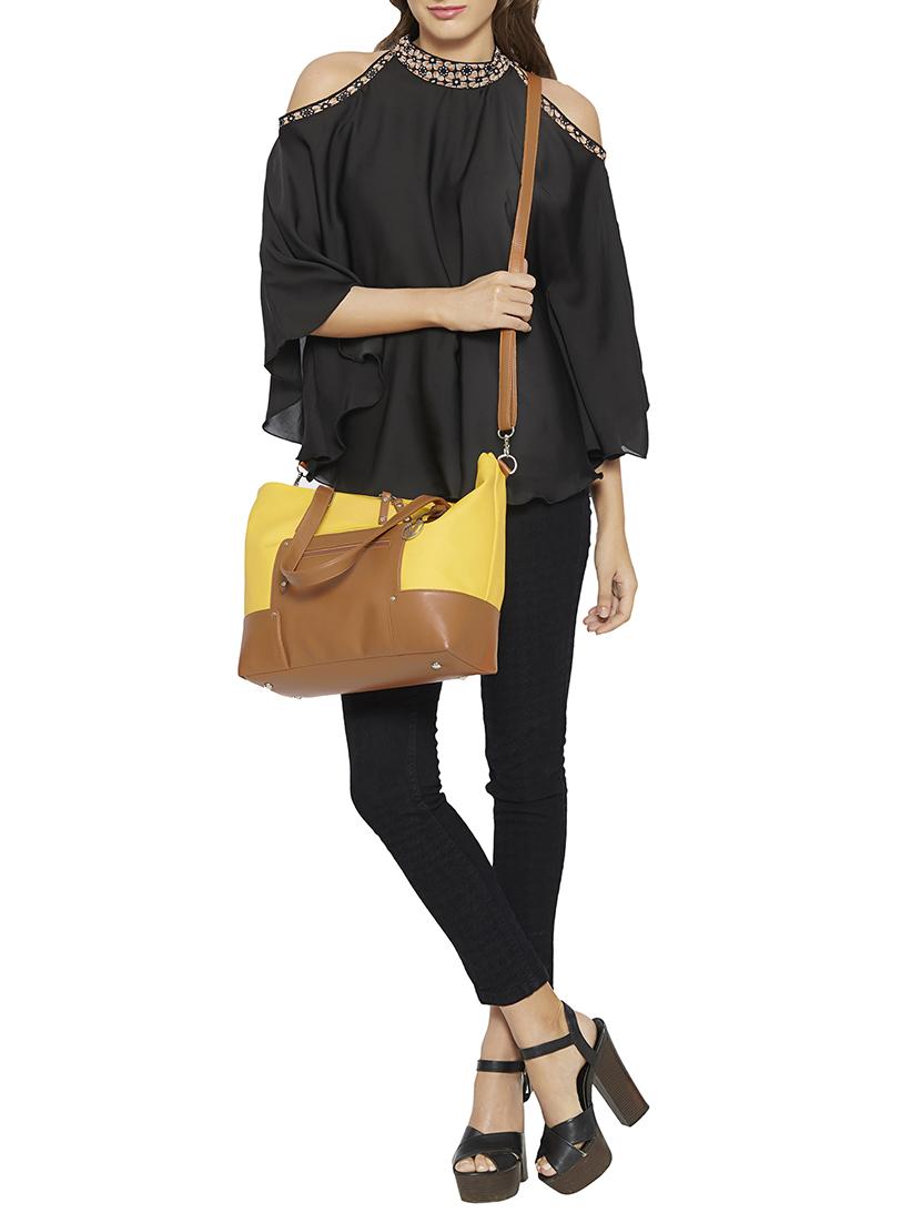 yellow leatherette (pu) regular sling bag - 15401375 - Zoom Image - 5