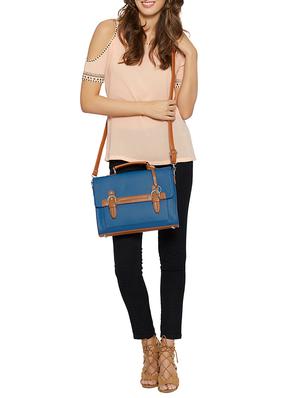 blue leatherette (pu) regular satchel - 15401395 - Standard Image - 5
