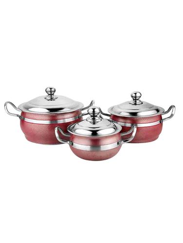 3PC COOK & SERVE CASSEROLE SET - RED - 15401404 - Very Small Image - 1
