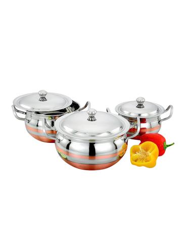 3PC DIAMOND CROSS COPPERLPG COMPATIBLE COOKWARE SET - 15401411 - Very Small Image - 1