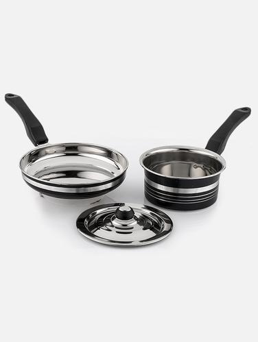 3PC METALIC BALCK INDUCTION & LPG COMPATIBLE COOKWARE SET - 15401446 - Very Small Image - 1