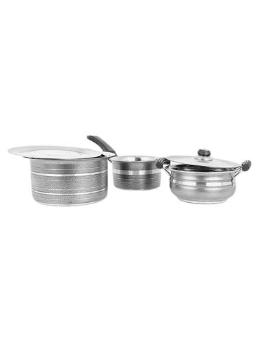 5 Pcs METALLIC BLACK INDUCTION & LPG COMPATIBLE COOKWARE SET - 15401456 - Very Small Image - 1