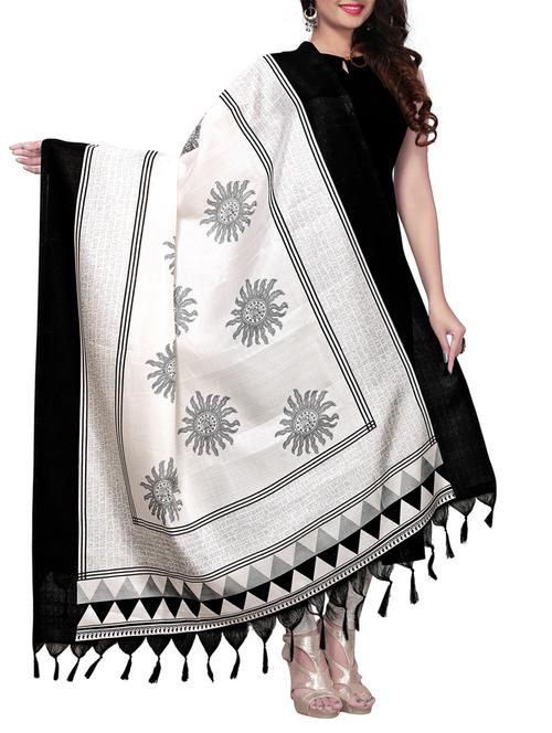 white art silk printed dupatta - 15402104 - Very Small Image - 1