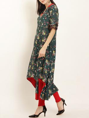 asymmetric printed kurta - 15402333 - Standard Image - 2
