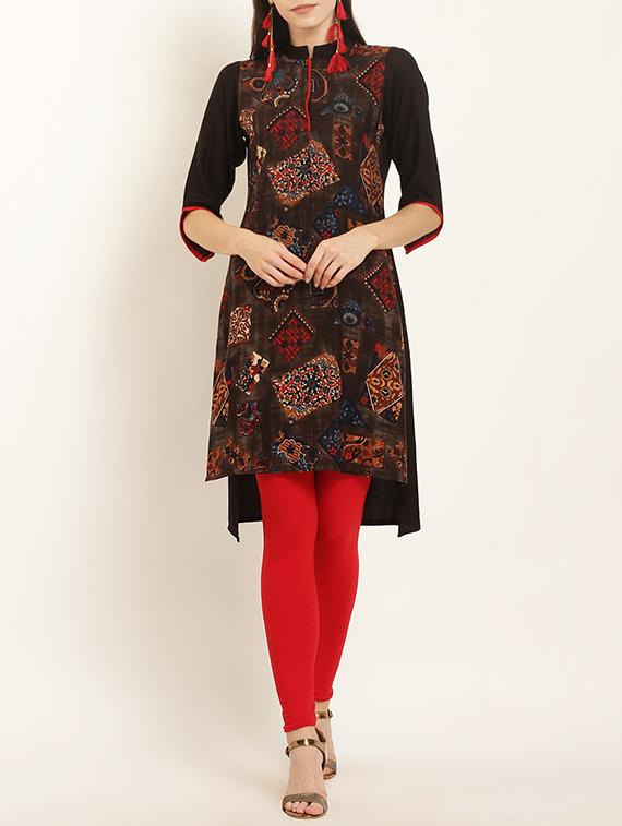 printed high-low kurta - 15402338 - Zoom Image - 1