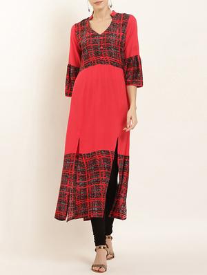 flared slit printed kurta - 15405731 - Standard Image - 1