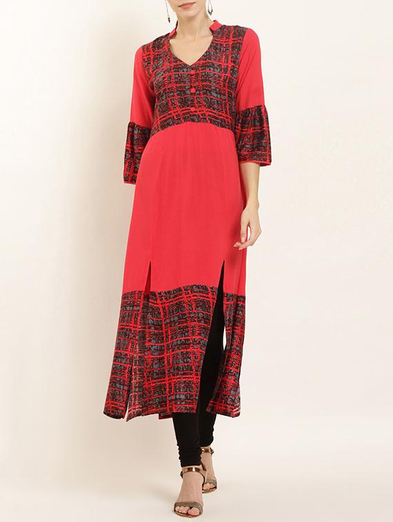 flared slit printed kurta - 15405731 - Zoom Image - 1