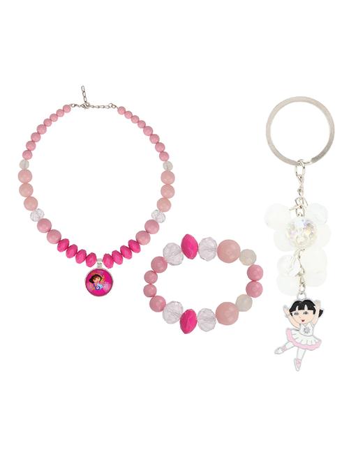 pink plastic necklace set jewellery - 15405884 - Standard Image - 1