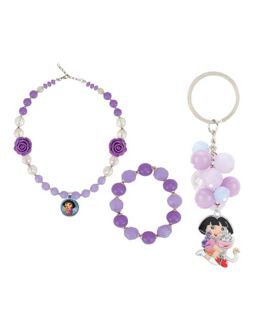 purple plastic necklace set jewellery - 15405886 - Standard Image - 1