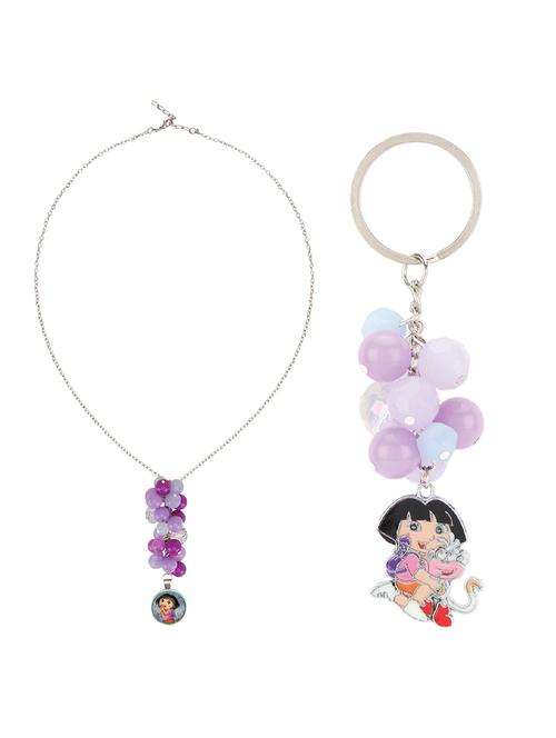 purple plastic necklace set jewellery - 15405889 - Standard Image - 1