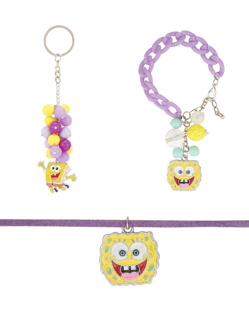 purple plastic necklace set jewellery - 15405902 - Standard Image - 1
