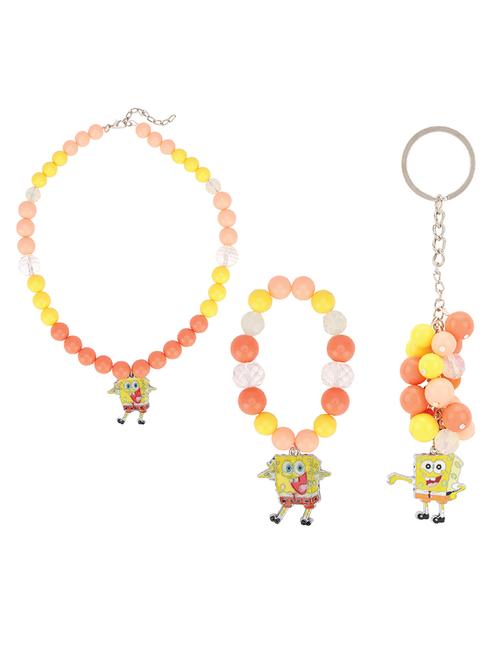 orange plastic necklace set jewellery - 15405920 - Standard Image - 1