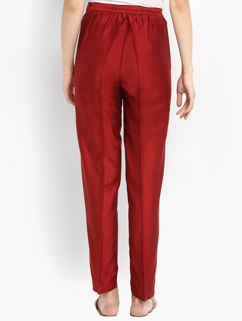 brown silk blend straight tapered pant - 15406160 - Zoom Image - 3