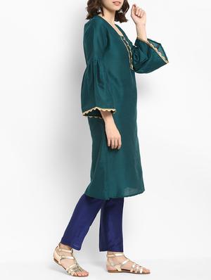 a-line gotta work bell sleeves kurta - 15406227 - Standard Image - 2