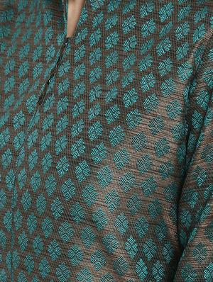 green silk straight kurta - 15406230 - Standard Image - 4