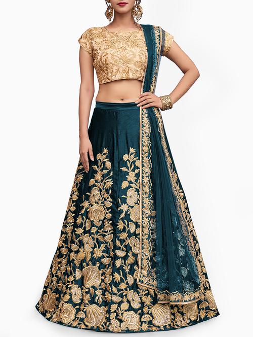 Embroidered a-line lehenga - 15406450 - Very Small Image - 1