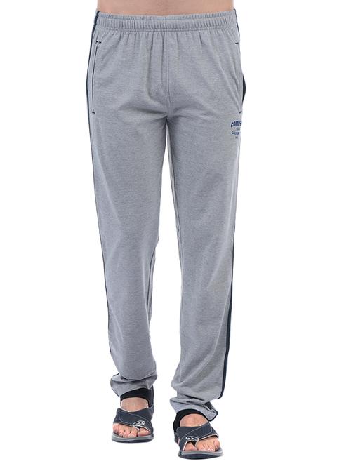 grey cotton full length track pant - 15406482 - Standard Image - 1