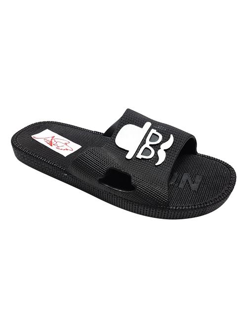 black Rubber slip on flip flops - 15410092 - Standard Image - 1