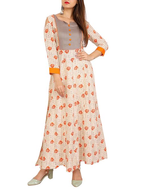 anarkali printed kurta - 15410139 - Standard Image - 1