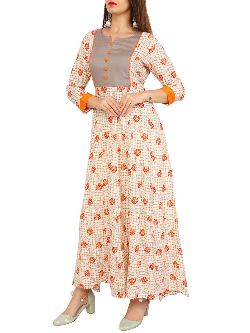 anarkali printed kurta - 15410139 - Zoom Image - 2