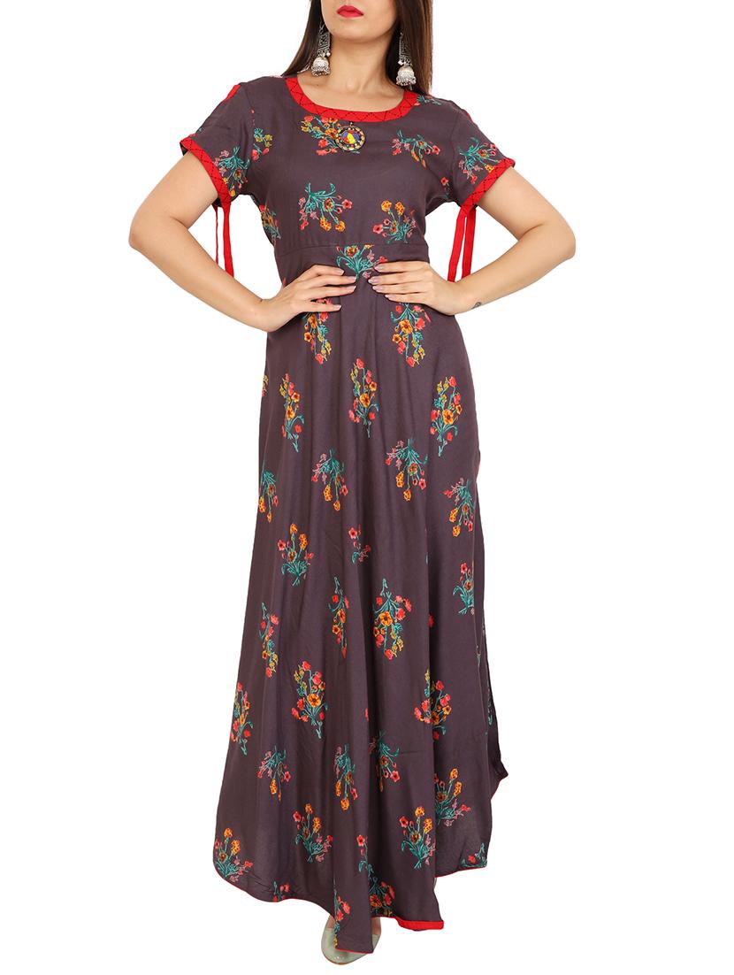 printed flared kurta - 15410140 - Zoom Image - 1