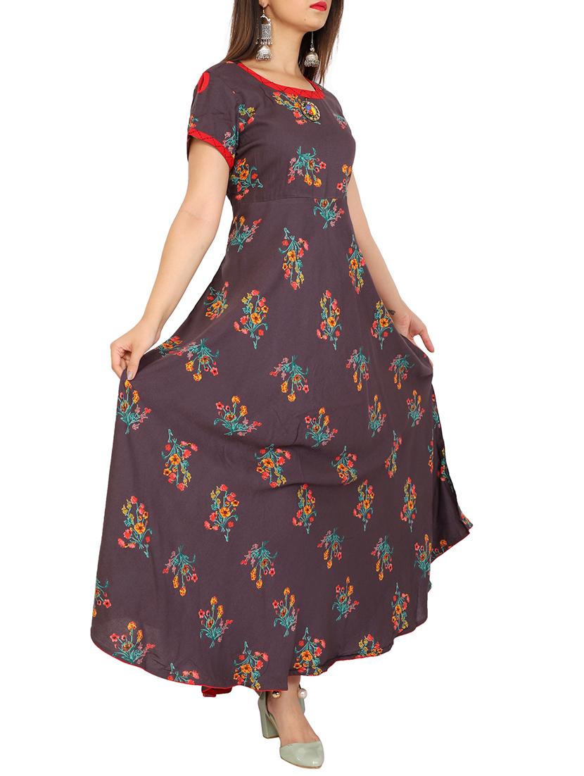 printed flared kurta - 15410140 - Zoom Image - 2