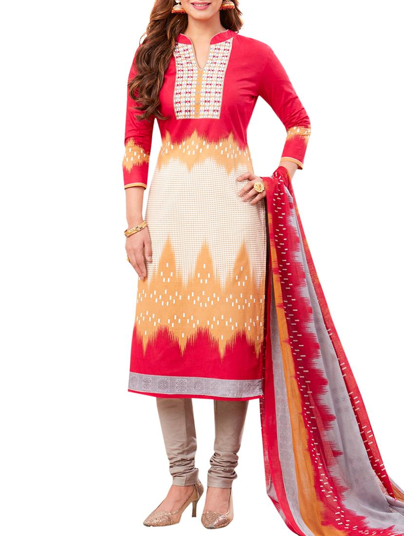 printed unstitched churidaar suit - 15410188 - Zoom Image - 1
