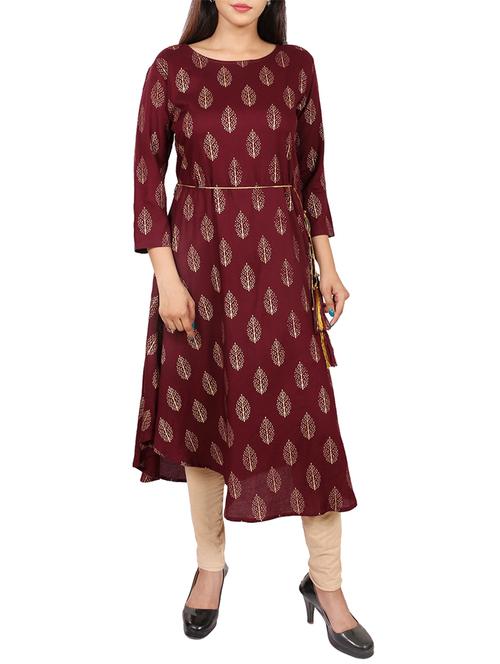 Flared block print kurta - 15410248 - Standard Image - 1