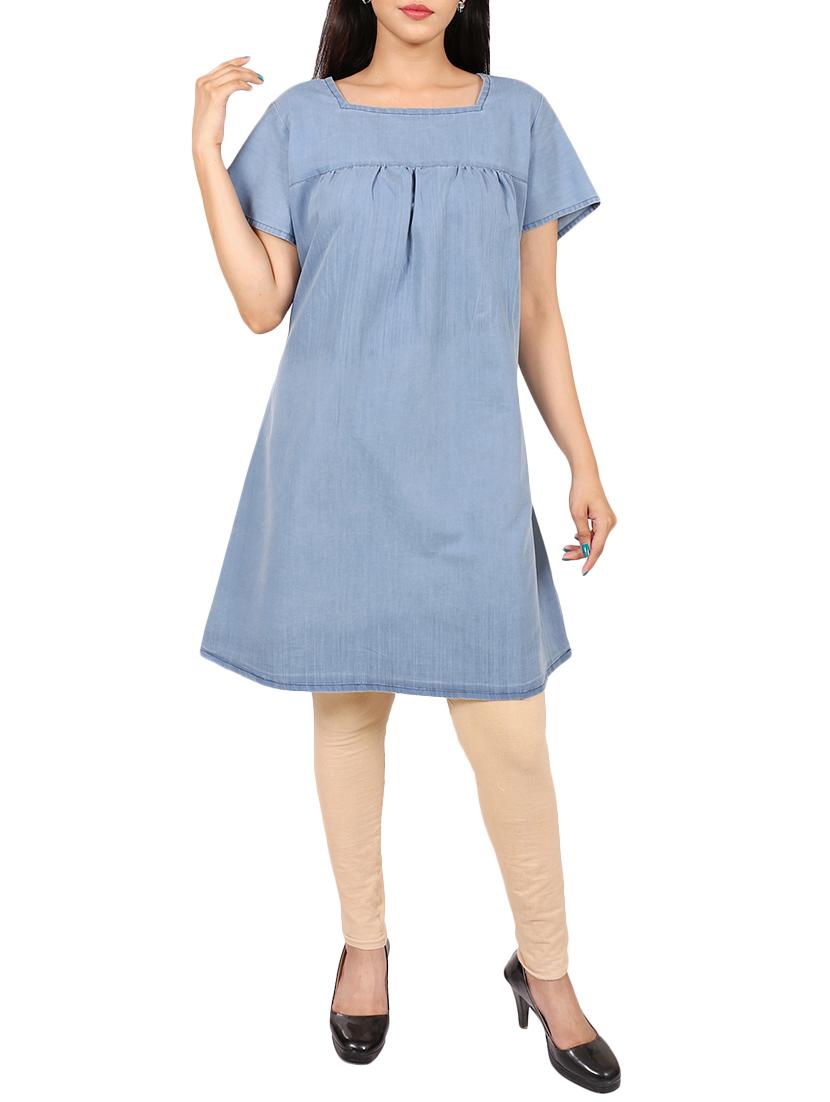 blue a-line kurta - 15410251 - Zoom Image - 1