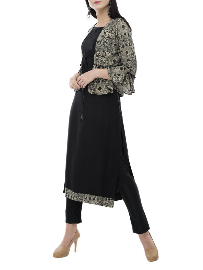 straight kurta with jacket - 15410268 - Zoom Image - 2