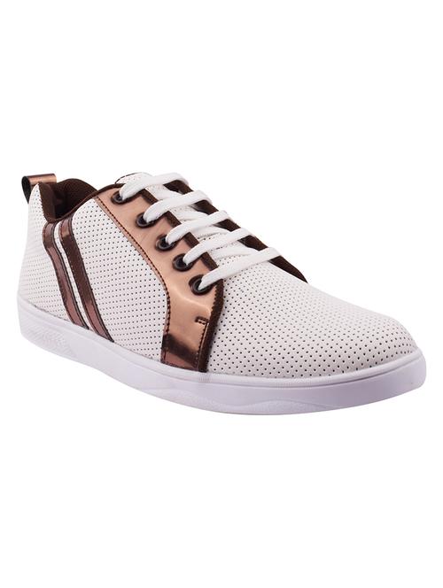 white leatherette lace up sneakers - 15410281 - Standard Image - 1