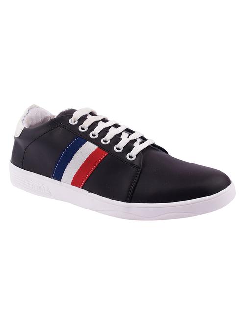 black leatherette lace up sneakers - 15410283 - Standard Image - 1