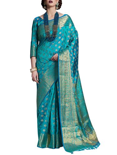 zari weave banarasi saree with tassels with blouse - 15410411 - Very Small Image - 1