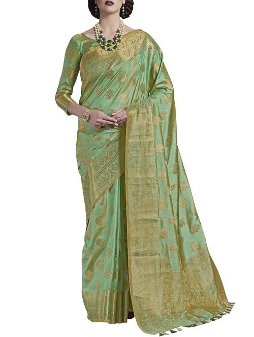 zari weave banarasi saree with tassels with blouse - 15410415 - Standard Image - 1