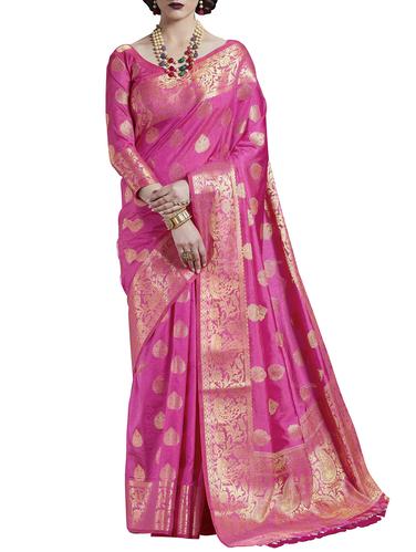 zari weave banarasi saree with tassels with blouse - 15410416 - Very Small Image - 1