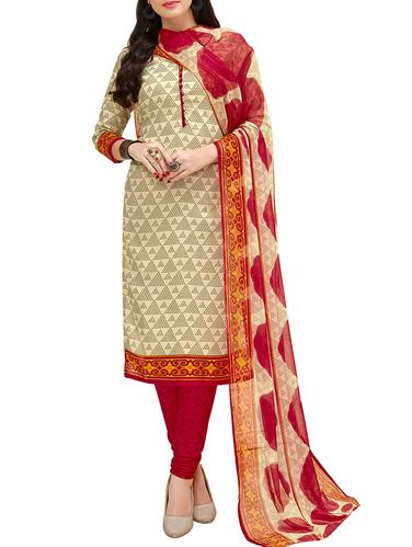 Printed unstitched churidaar suit - 15410459 - Very Small Image - 1