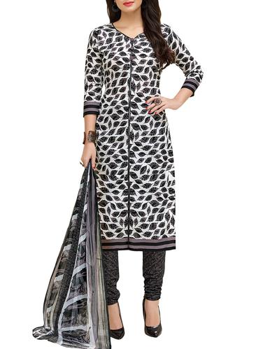 Printed unstitched churidaar suit - 15410460 - Very Small Image - 1