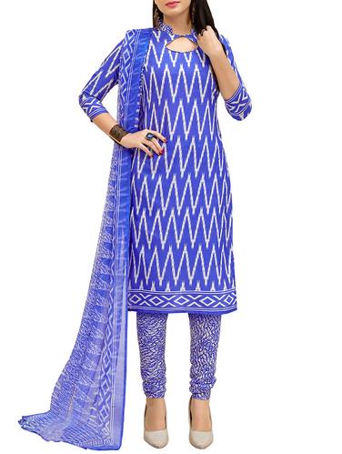 Printed unstitched churidaar suit - 15410471 - Very Small Image - 1