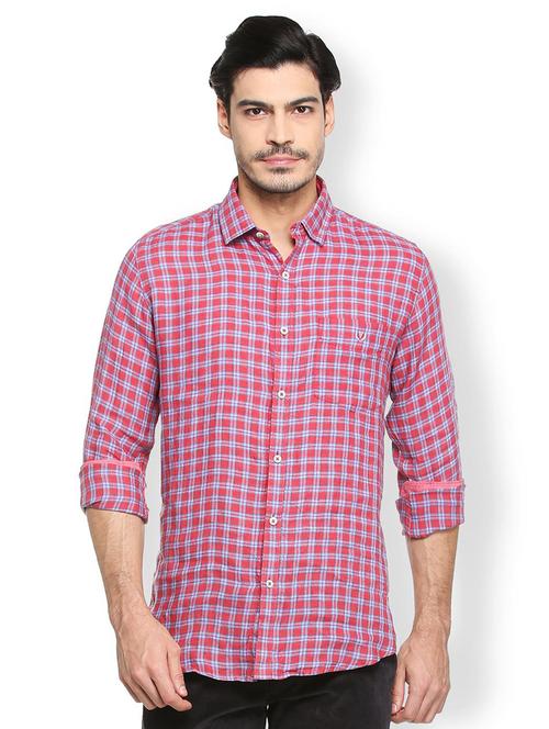 red linen casual shirt - 15410573 - Standard Image - 1