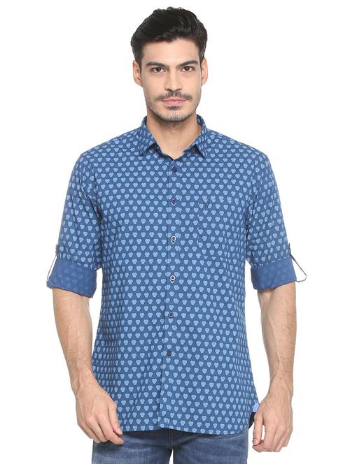 blue cotton casual shirt - 15410578 - Standard Image - 1