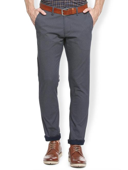 navy blue cotton blend chinos - 15410795 - Standard Image - 1