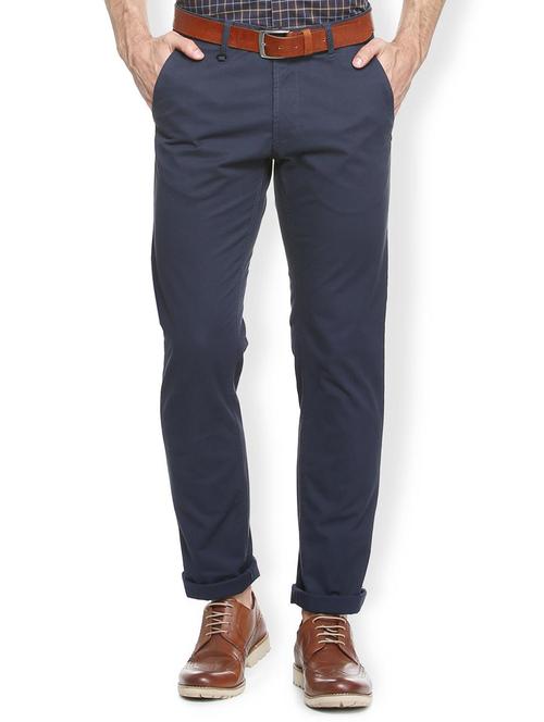 navy blue cotton blend chinos - 15410796 - Standard Image - 1