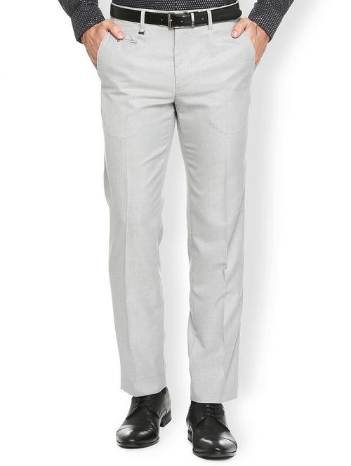 grey polyester blend flat front formal trouser - 15410841 - Standard Image - 1
