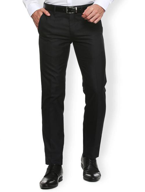 black polyester blend flat front formal trouser - 15410843 - Standard Image - 1