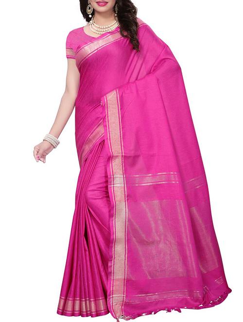 Linen maheshwari saree with blouse - 15410849 - Standard Image - 1