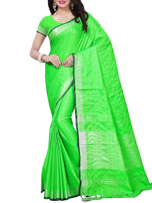 Linen Checkered woven saree with blouse - 15410852 - Standard Image - 1