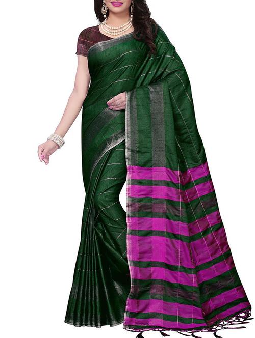 Linen Checkered woven saree with blouse - 15410863 - Standard Image - 1