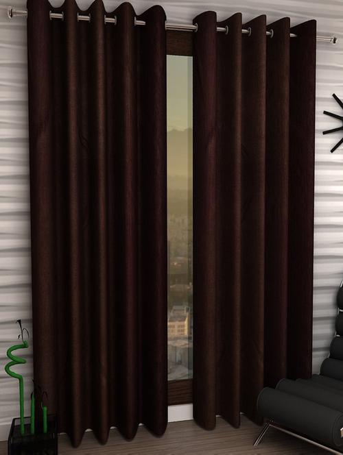 Set of 2 Window Semi-Transparent Eyelet Polyester Curtains - 15410920 - Standard Image - 1